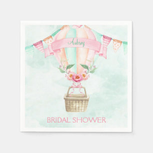 Waterverf Heet Luchtballon Mint Roze Perzik Servet