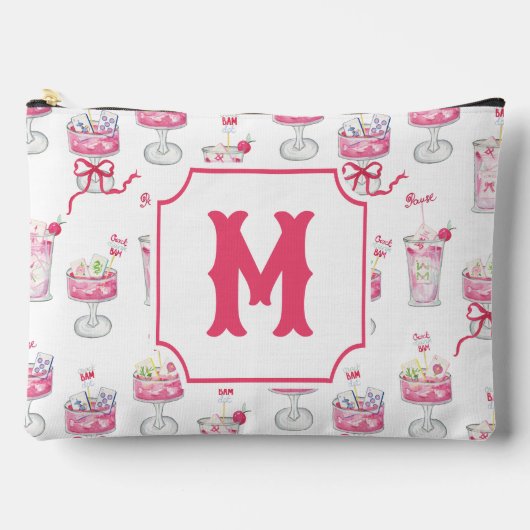 Waterverf Heet Roze Mahjong Cocktails Monogram Etui (Voorkant)