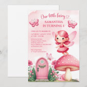 Waterverf heet roze sprookjestuin feestmeisje kaart (Voorkant / Achterkant)