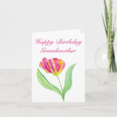 Waterverf Heet Roze Tulp Verjaardag Oma Bedankkaart (Voorkant)