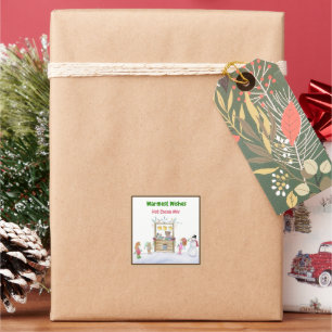 Waterverf Heetste Wensen Warme Chocolademix Vierkante Sticker