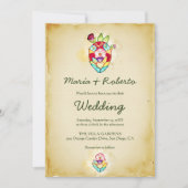 Waterverf Heilig Hart met Bloemen Motieven Trouwen Kaart (Voorkant)