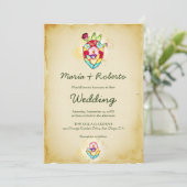 Waterverf Heilig Hart met Bloemen Motieven Trouwen Kaart (Staand voorkant)