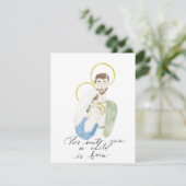 Waterverf Heilige familie kerstkaart (Staand voorkant)