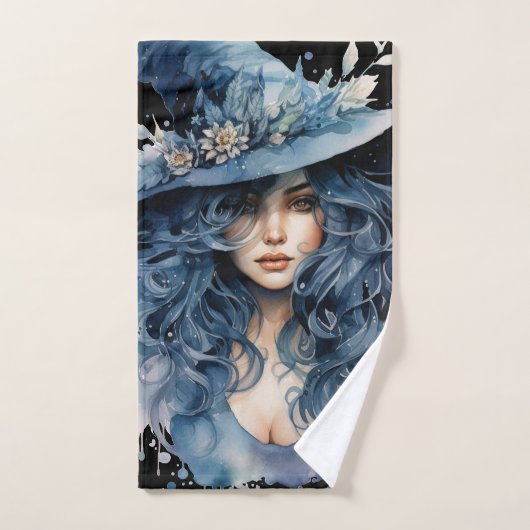 Waterverf heks [1] bad handdoek (Handdoek)