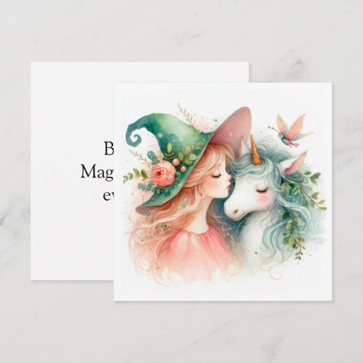 Waterverf Heks Eenhoorn Fantasy Art Magic Quote (Voorkant / Achterkant)