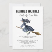 🌙 Waterverf heks griezelig Halloween feest Kaart (Voorkant)