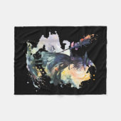 Waterverf Heks Halloween Herfst Kunst Schilderen Fleece Deken (Voorkant (Horizontaal))