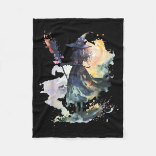 Waterverf Heks Halloween Herfst Kunst Schilderen Fleece Deken