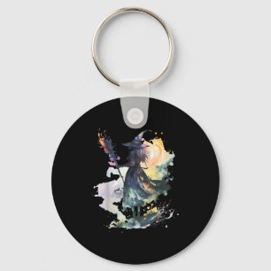 Waterverf Heks Halloween Herfst Kunst Schilderen Sleutelhanger