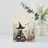 Waterverf heks Herfst loof grillig halloween Briefkaart (Staand voorkant)