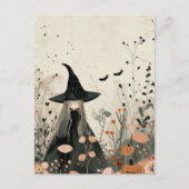 Waterverf heks Herfst loof grillig halloween Briefkaart (Voorkant)