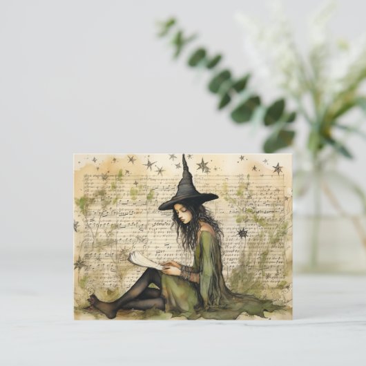 Waterverf Heks  Papers Briefkaart (Staand voorkant)