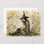 Waterverf Heks  Papers Briefkaart (Voorkant / Achterkant)