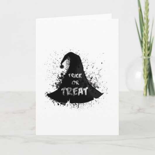 Waterverf heks pet Halloween - Trick or treat Kaart (Voorkant)