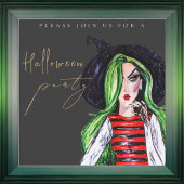 Waterverf Heks Volwassen Halloween Feestuitnodigin