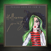 Waterverf Heks Volwassen Halloween Feestuitnodigin