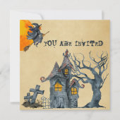 Waterverf heksen Goblins Halloween Costume Party Kaart (Voorkant)