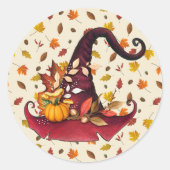 Waterverf heksen Pet en vallen Ronde Sticker (Voorkant)