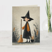 Waterverf Heksenillustratie Whimsical Halloween Kaart (Voorkant)