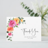 Waterverf Helder Roze Bereik Bloemen Bruiloft Bedankkaart (Staand voorkant)