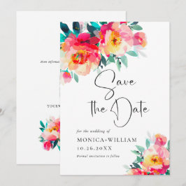 Waterverf Helder Roze Bloemen Bruiloft Bruiloft Save The Date