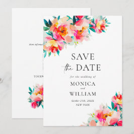 Waterverf Helder Roze Bloemen Bruiloft Bruiloft Save The Date