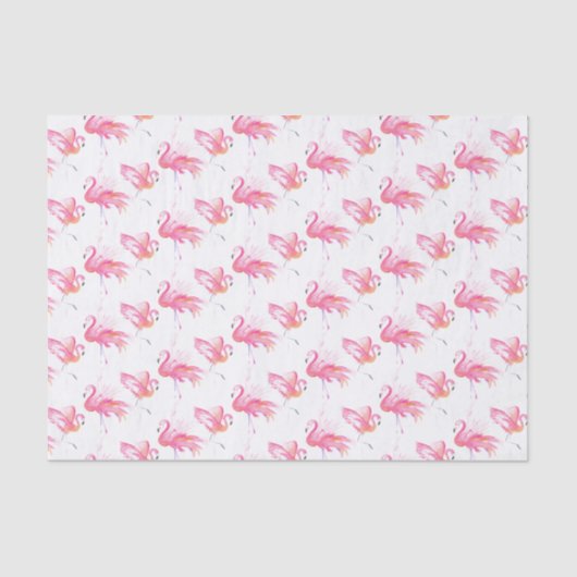 Waterverf Helder Roze Flamingo patroon Tissuepapier (Voorkant)