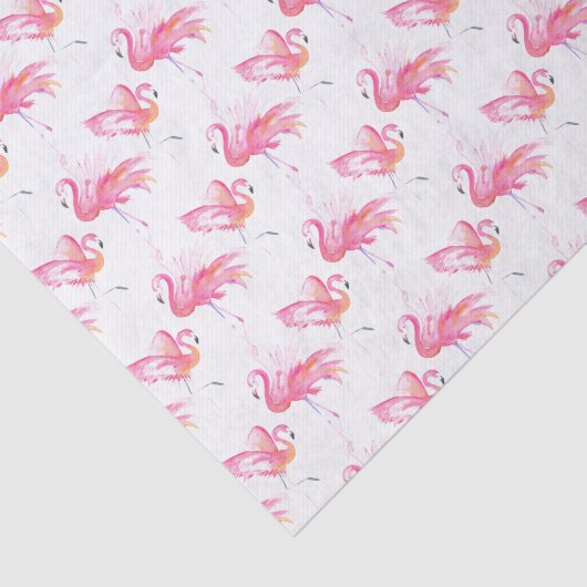 Waterverf Helder Roze Flamingo patroon Tissuepapier (Detail)
