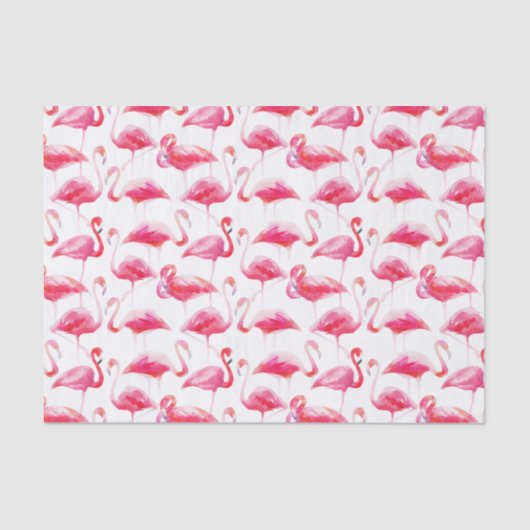 Waterverf helder roze Flamingo patroon Tissuepapier (Voorkant)