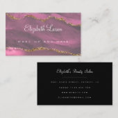 Waterverf Helder Roze Glitter Agaat Make-up Arties Visitekaartje (Voorkant / Achterkant)