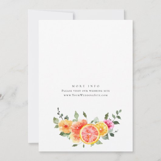 Waterverf Helder Roze Sinaasappel Bloem Vrijgezell Kaart (Achterkant)