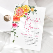 Waterverf Helder Roze Sinaasappel Bloem Vrijgezell Kaart