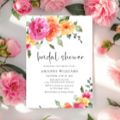 Waterverf Helder Roze Sinaasappel Bloem Vrijgezell Kaart