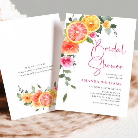 Waterverf Helder Roze Sinaasappel Bloem Vrijgezell Kaart