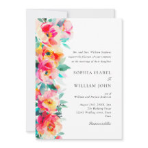 Waterverf Helder Roze Sinaasappel Bloemen Bruiloft