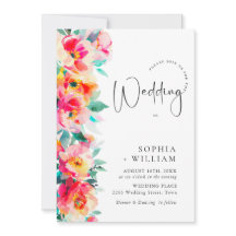 Waterverf Helder Roze Sinaasappel Bloemen Bruiloft