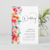 Waterverf Helder Roze Sinaasappel Bloemen Bruiloft Kaart (Staand voorkant)