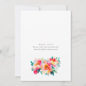 Waterverf Helder Roze Sinaasappel Bloemen Bruiloft Kaart (Achterkant)