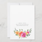 Waterverf Helder Roze Sinaasappel Bloemen Bruiloft Kaart (Achterkant)
