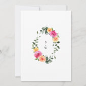 Waterverf Helder Roze Sinaasappel Bloemen Bruiloft Kaart (Achterkant)