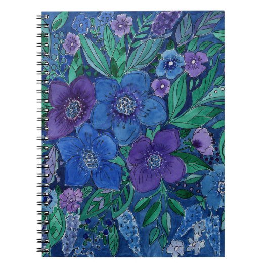 Waterverf heldere handgetekende bloemen floraal do notitieboek (Voorkant)