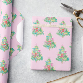 Waterverf Heldere Kleuren Coquette Kerstboom Cadeaupapier