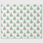 Waterverf Heldere Kleuren Coquette Kerstboom Cadeaupapier (Vlak)