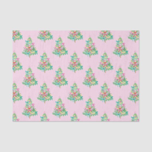 Waterverf Heldere Kleuren Coquette Kerstboom Tissuepapier (Voorkant)