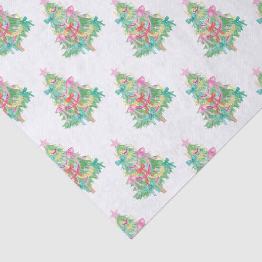 Waterverf Heldere Kleuren Coquette Kerstboom Tissuepapier (Detail)