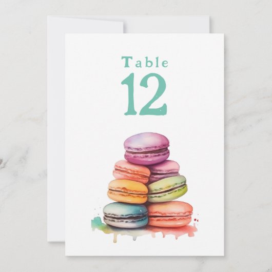 Waterverf heldere macarons Tafelnummerkaart Kaart (Voorkant)