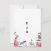 Waterverf Helderroze gouden bloemenbruiloft Kaart (Achterkant)