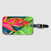 Waterverf heliconia tropische bloem bagagelabel (Voorkant (horizontaal))