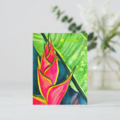 Waterverf heliconia tropische bloem briefkaart (Staand voorkant)